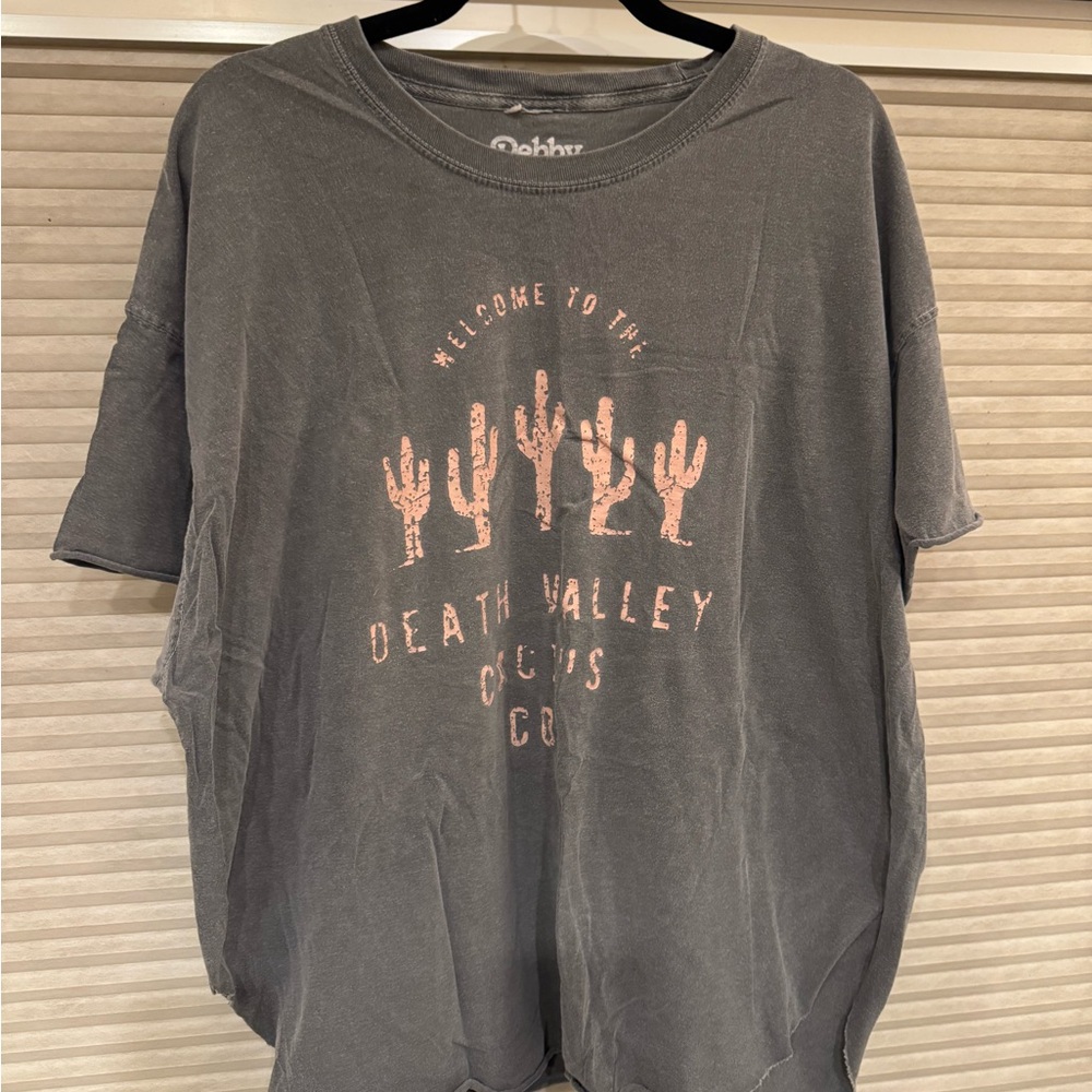 Pebby Forevee Gray Death Valley Cactus Slide Slit Graphic Tee